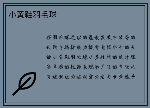 小黄鞋羽毛球